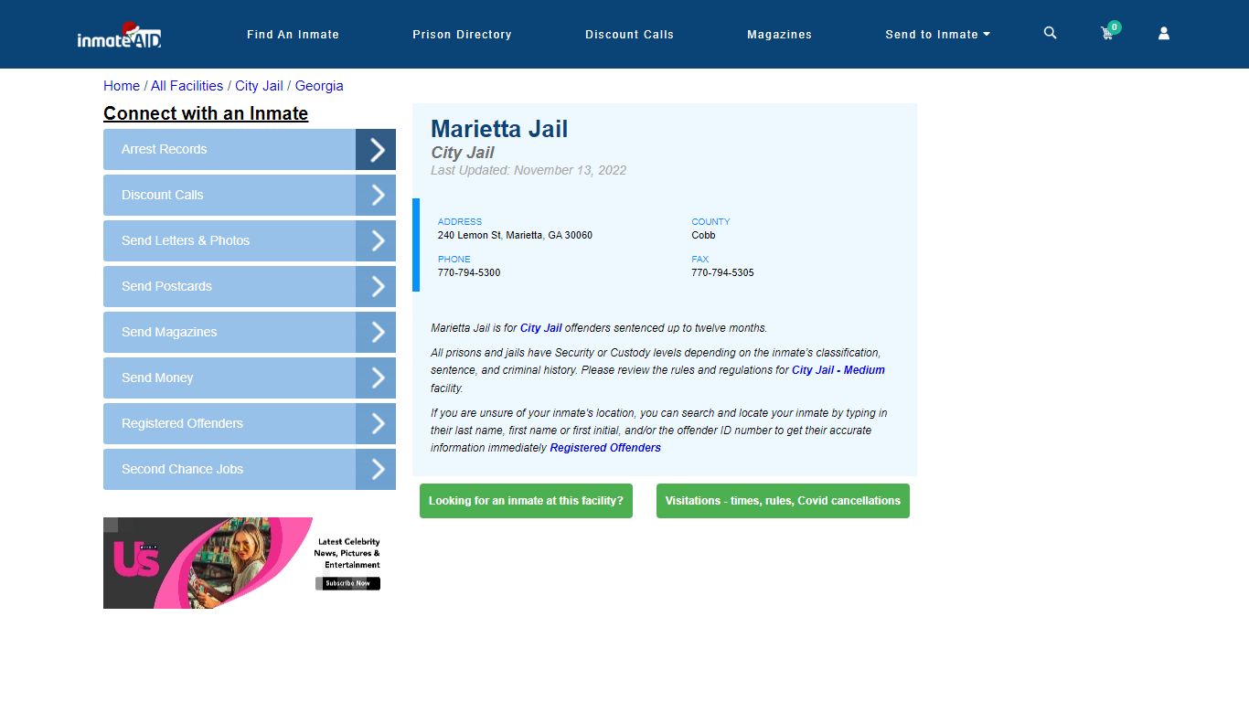 Marietta Jail | Inmate Locator